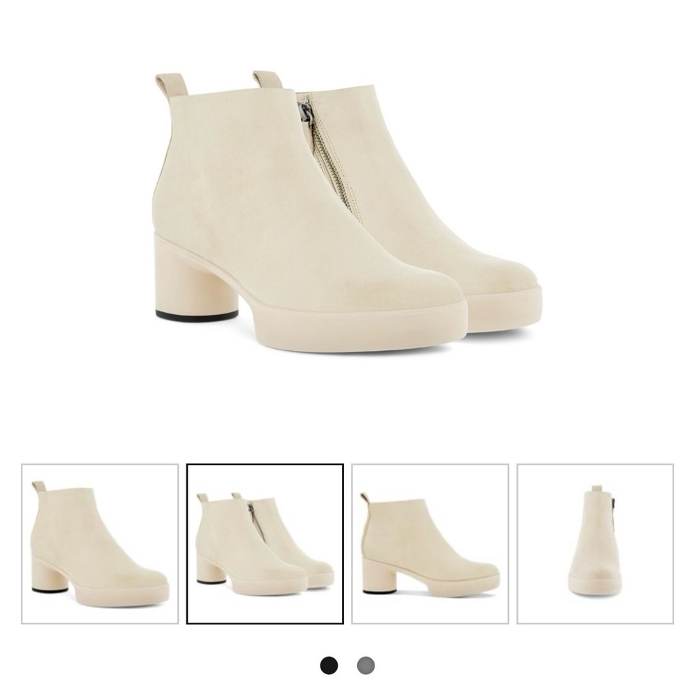 ECCO Women’s Cream Platform Ankle Boots - Stylish Side Zip